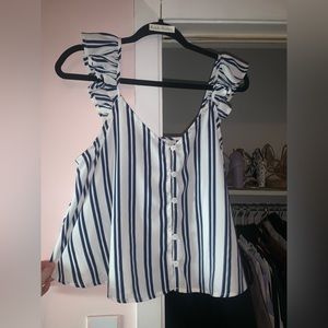 Buddy Love white and blue Pinstripe Tank Top